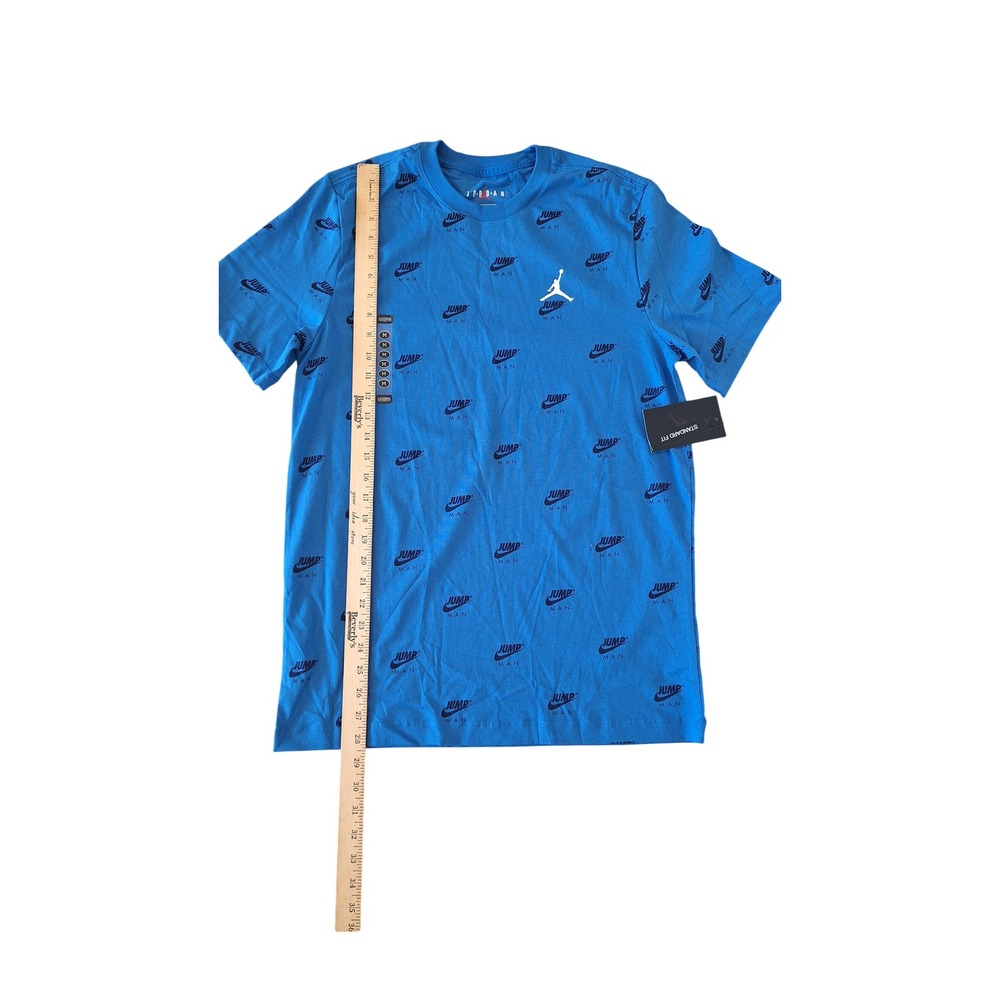 Jordan Mens Blue Jumpman All Over Logo Print T-Shirt Medium Standard Fit New